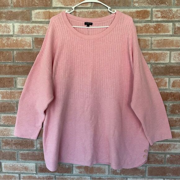 Talbots Knit Sweater Button Detail NEW Women’s Plus 3X Pink - Picture 2 of 11